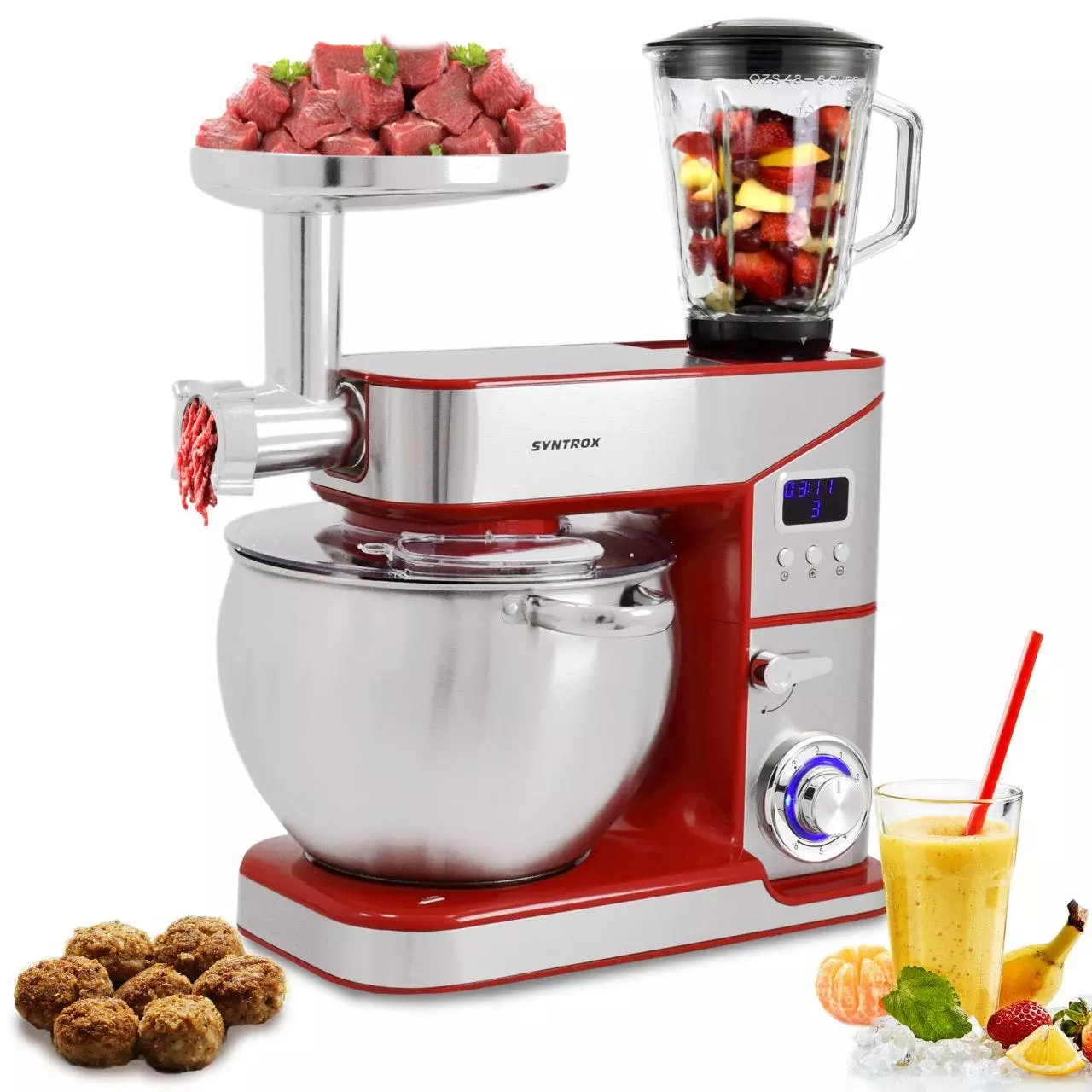 Syntrox-germany Küchenmaschine Nice Edelstahl 7 Liter Küchengerät & Fleischwolf 6 Syntrox-germany Küchenmaschine Nice Edelstahl 7 Liter Küchengerät & Fleischwolf – Bild 4