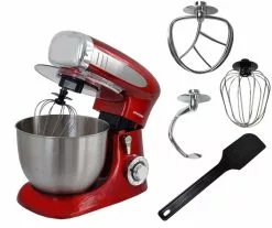 Syntrox-germany Syntrox Germany Küchenmaschine Knetmaschine Mixer, Edelstahl-Behälter, 6,5 Liter KM-1300W Red