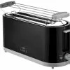 Null LENTZ 4-Scheiben 1200-1400 Watt Toaster Langschlitztoaster Toastautomat Brötchen-Aufsatz, Schwarz