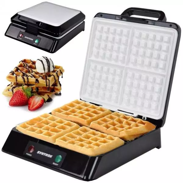 Syntrox-germany Syntrox Waffeleisen Für Belgische Waffeln XLC Mit Keramikplatten Thermostat Und Edelstahldekor 4 Syntrox-germany Syntrox Waffeleisen Für Belgische Waffeln XLC Mit Keramikplatten Thermostat Und Edelstahldekor – Bild 2